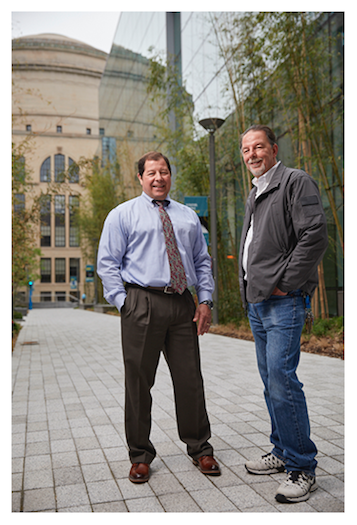 Jim Bagley and Dennis Grimard outside of MIT.nano